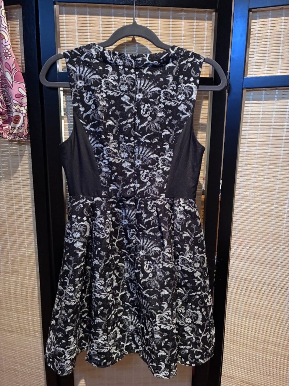 Forever 21 Black Silver Brocade Fit & Flare Party Dress XS